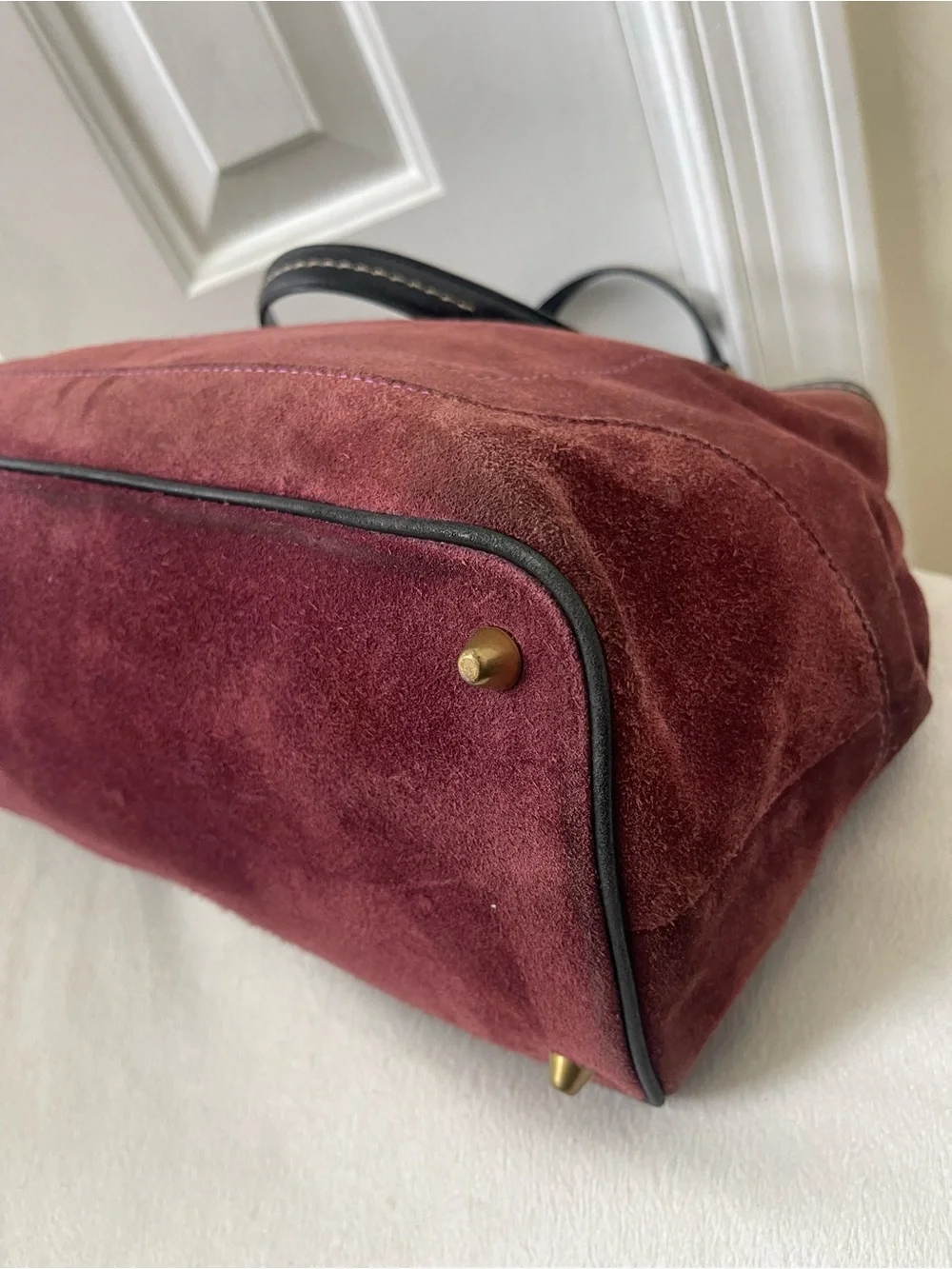 Coach Hamptons suede Bag with Black Leather Trim